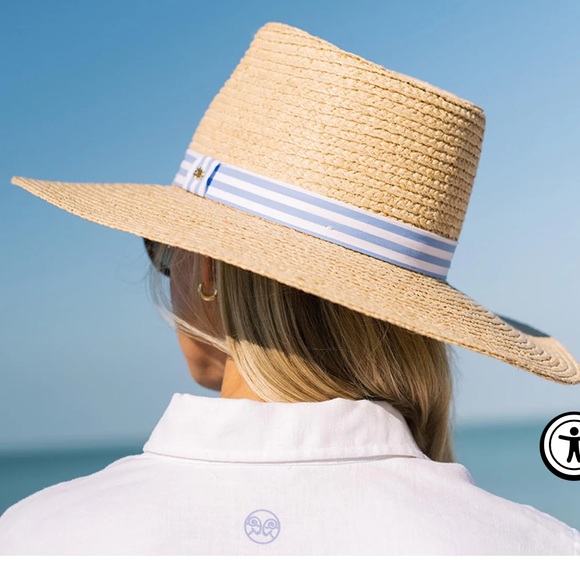 Lele Sadoughi Straw Hat with Blue Stripe main image 4